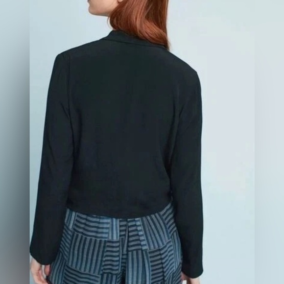 Anthropologie Ett Twa Black Summer Wrap Blazer sz 14 - Picture 2 of 8